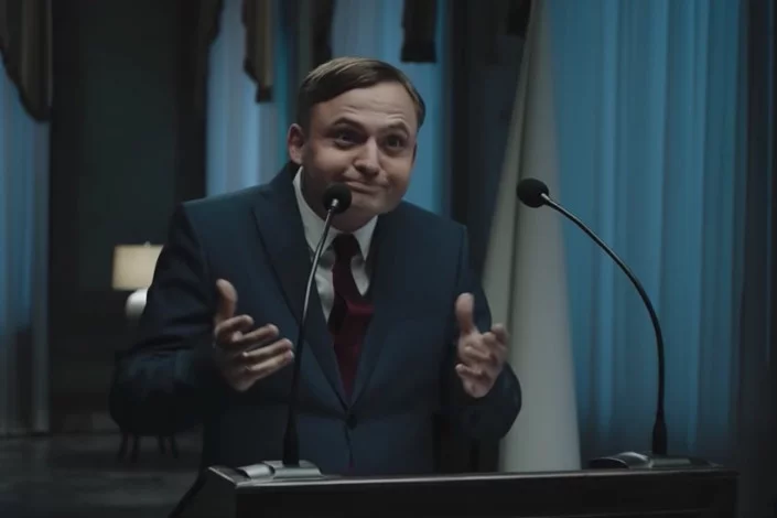 Aktor wcielający się w Andrzeja Dudę doskonale go parodiuje.