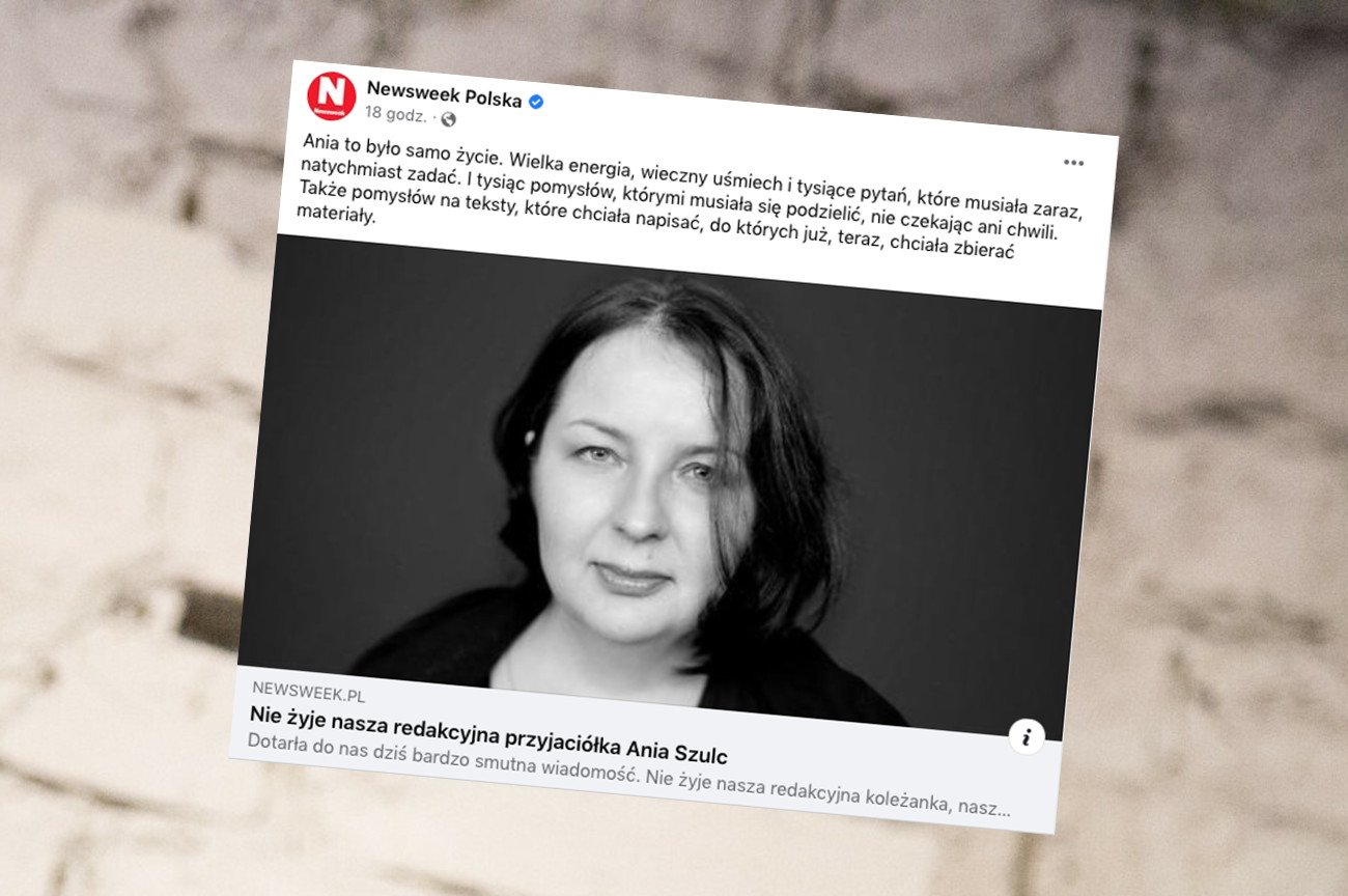 Nie żyje Anna Szulc, dziennikarka "Newsweeka".