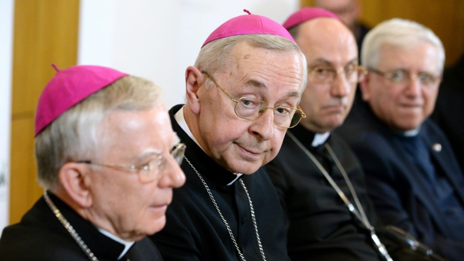 Warszawa, 14.03.2019. Konferencja po zakonczeniu 382. Zebrania Plenarnego Konferencji Episkopatu Polski. N/z abp Marek Jedraszewski, przewodniczacy KEP abp Stanislaw Gadecki, prymas Polski abp Wojciech Polak, ks. Adam Zak. Warszawa, 14.03.2019. Konferencja po zakonczeniu 382. Zebrania Plenarnego Konferencji Episkopatu Polski. N/z abp Marek Jedraszewski, przewodniczacy KEP abp Stanislaw Gadecki, prymas Polski abp Wojciech Polak, ks. Adam Zak.
