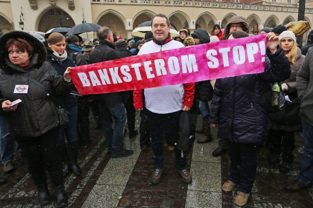 Styczniowy protest frankowiczów w Krakowie