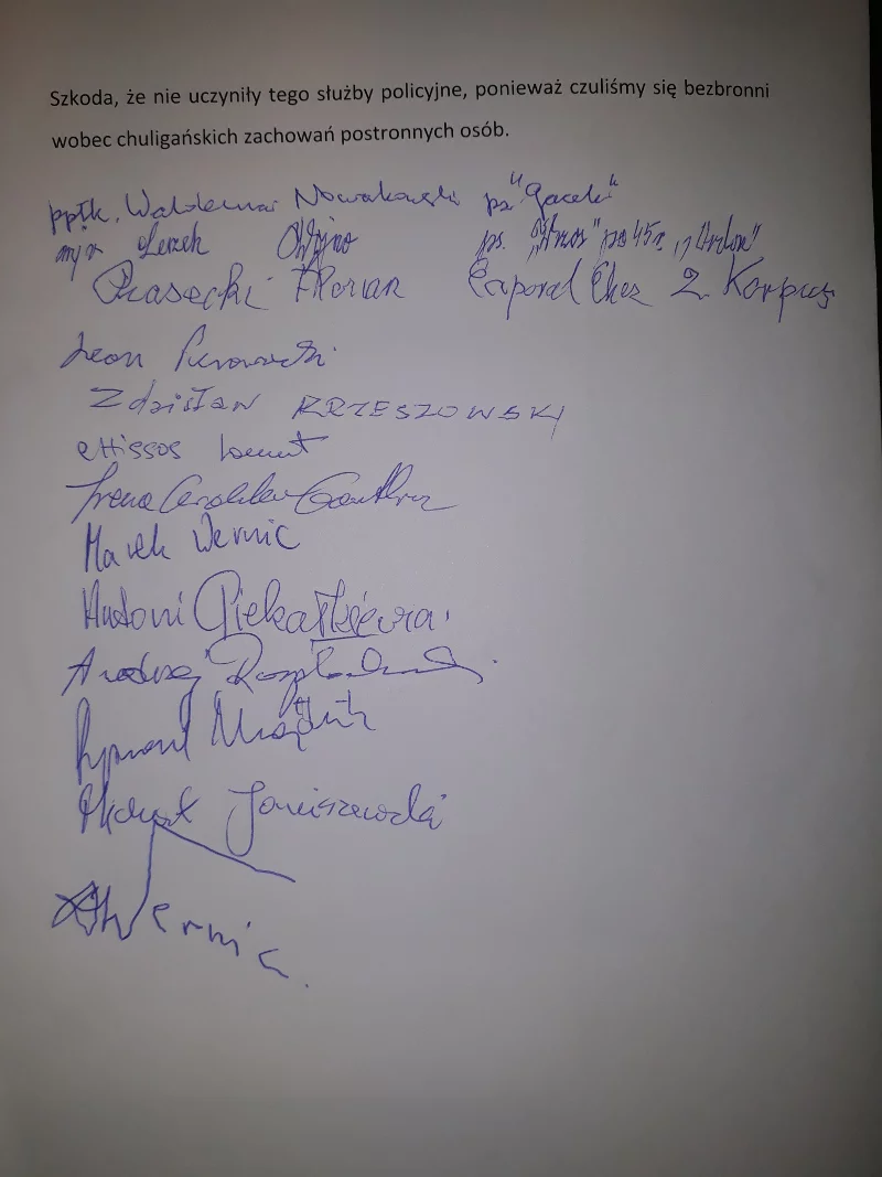 Podpisy pod listem otwartym kombatantów.