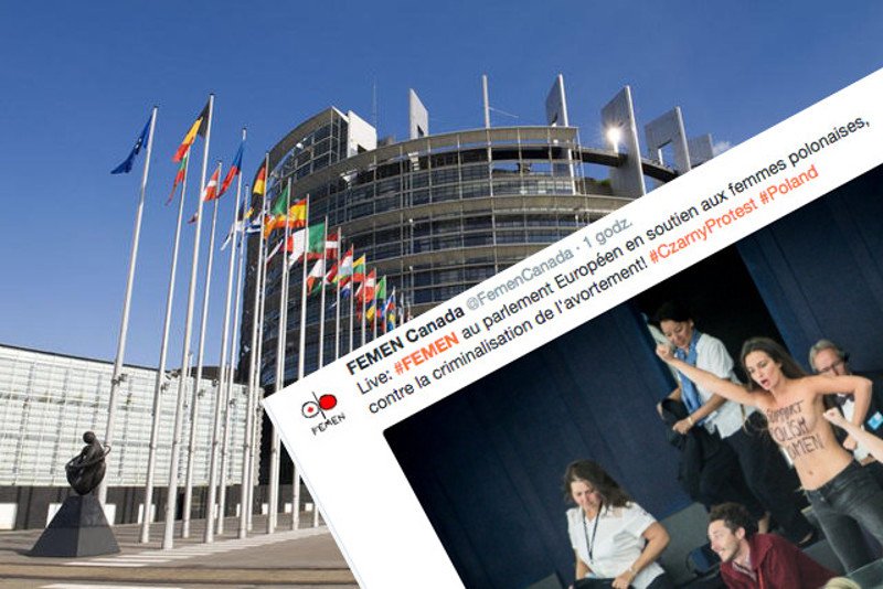 Nagie aktywistki Femen pojawiły się podczas debaty w Parlamencie Europejskim na temat praw Polek