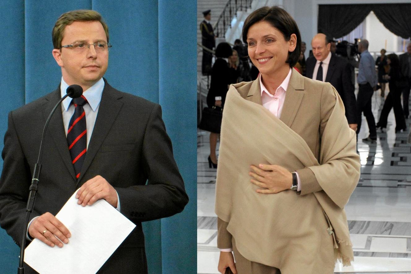 Rzecznik SLD Dariusz Joński i minister sportu Joanna Mucha
