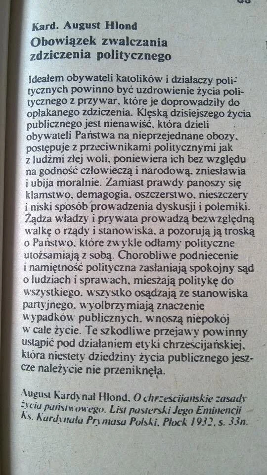 Obowiązek zwalczania zdziczenia politycznego.