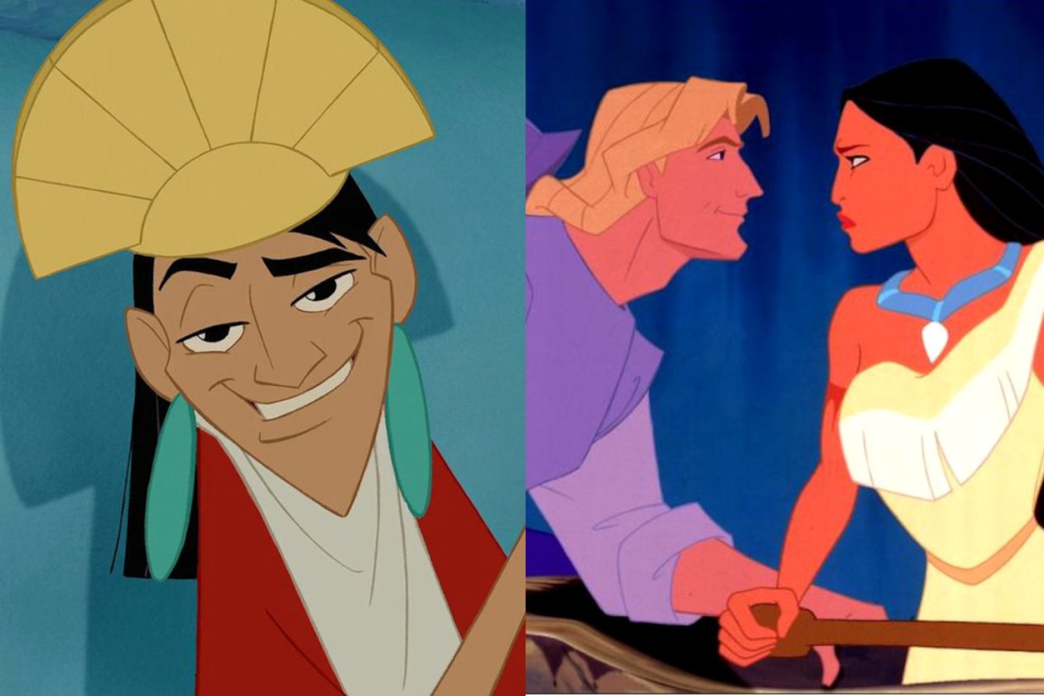 aktorskie wersje animacji Disneya, aktorskie wersje bajek Disneya Kadry z filmów "Nowe szaty króla" i "Pocahontas"