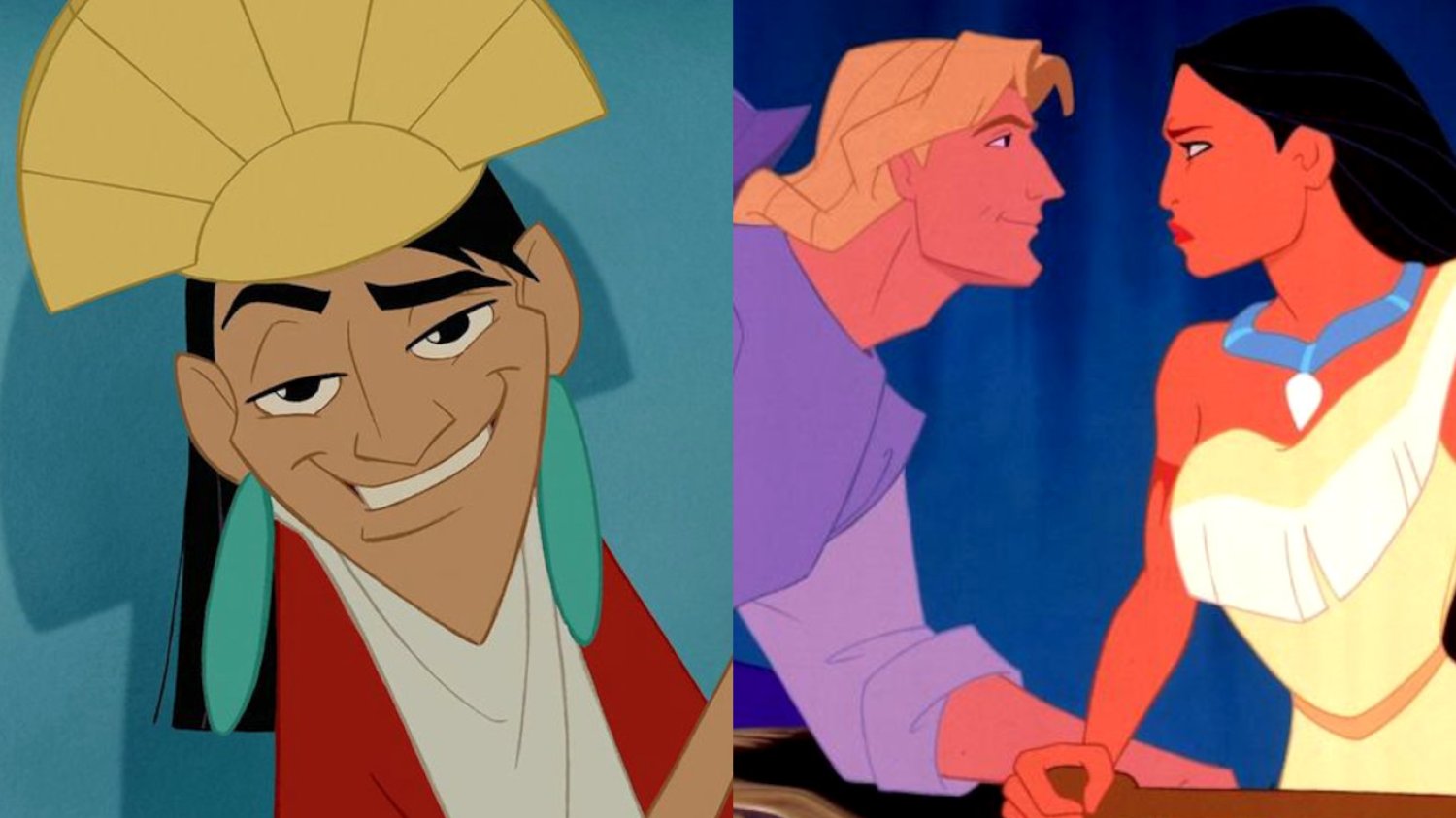 aktorskie wersje animacji Disneya, aktorskie wersje bajek Disneya Kadry z filmów "Nowe szaty króla" i "Pocahontas"