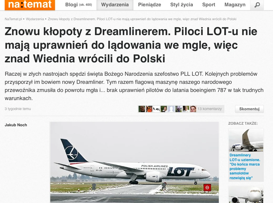 Tym razem od strony technicznej wszystko było w porządku. Zabrakło uprawnień pilotów.