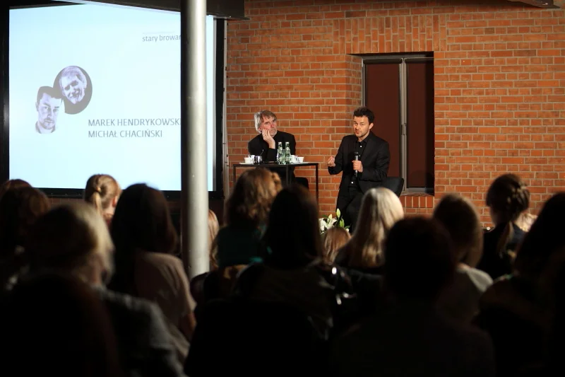 prof. Marek Hendrykowski i Michał Chaciński podczas wspólnego wykładu w ramach AFF Open University