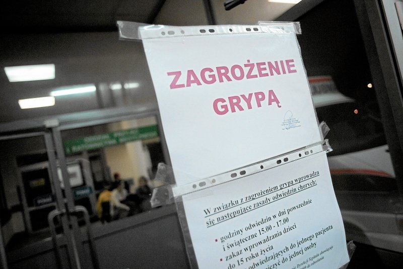 Warszawa 2009. Ostrzeżenie przed grypą w warszawskim szpitalu przy ul. Banacha