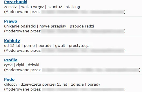 Kilka przykładowych działów.