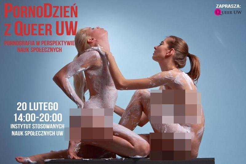M.in. takie plakaty reklamowały wydarzenie "PornoDzień z Queer UW"