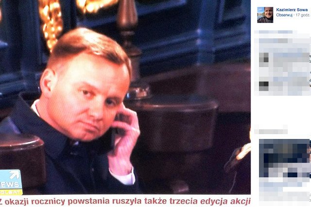 Andrzej Duda został przyłapany na rozmawianiu przez telefon w kościele