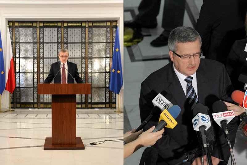 Prof. Gliński przemawiał w piątek z mównicy na specjalnie zorganizowanej konferencji, a prezydent Komorowski z dziennikarzami rozmawiał na sejmowych schodach.