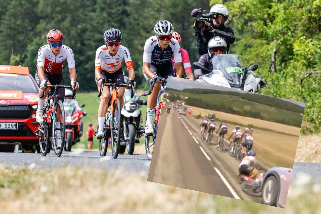 Mavi Garcia podczas czwartego etapu Tour de France Kobiet miała dużo szczęścia, cudem unikając groźniejszego urazu.