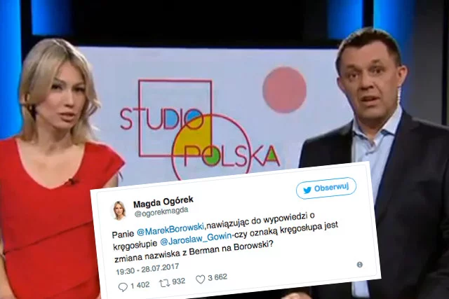 Antysemicki wpis Magdaleny Ogórek na Twitterze na temat ojca senatora Marka Borowskiego wywołał ogromne kontrowersje.