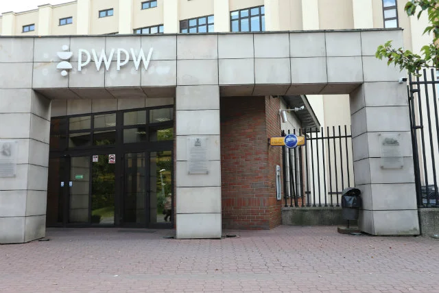 Siedziba Polskiej Wytwórni Papierów Wartościowych w Warszawie.