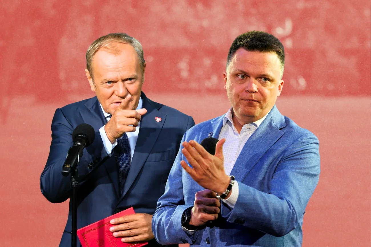 Szymon Hołownia o zamachu stanu. Teraz wyjaśnia co miał na myśli. Szymon Hołownia i Donald Tusk.