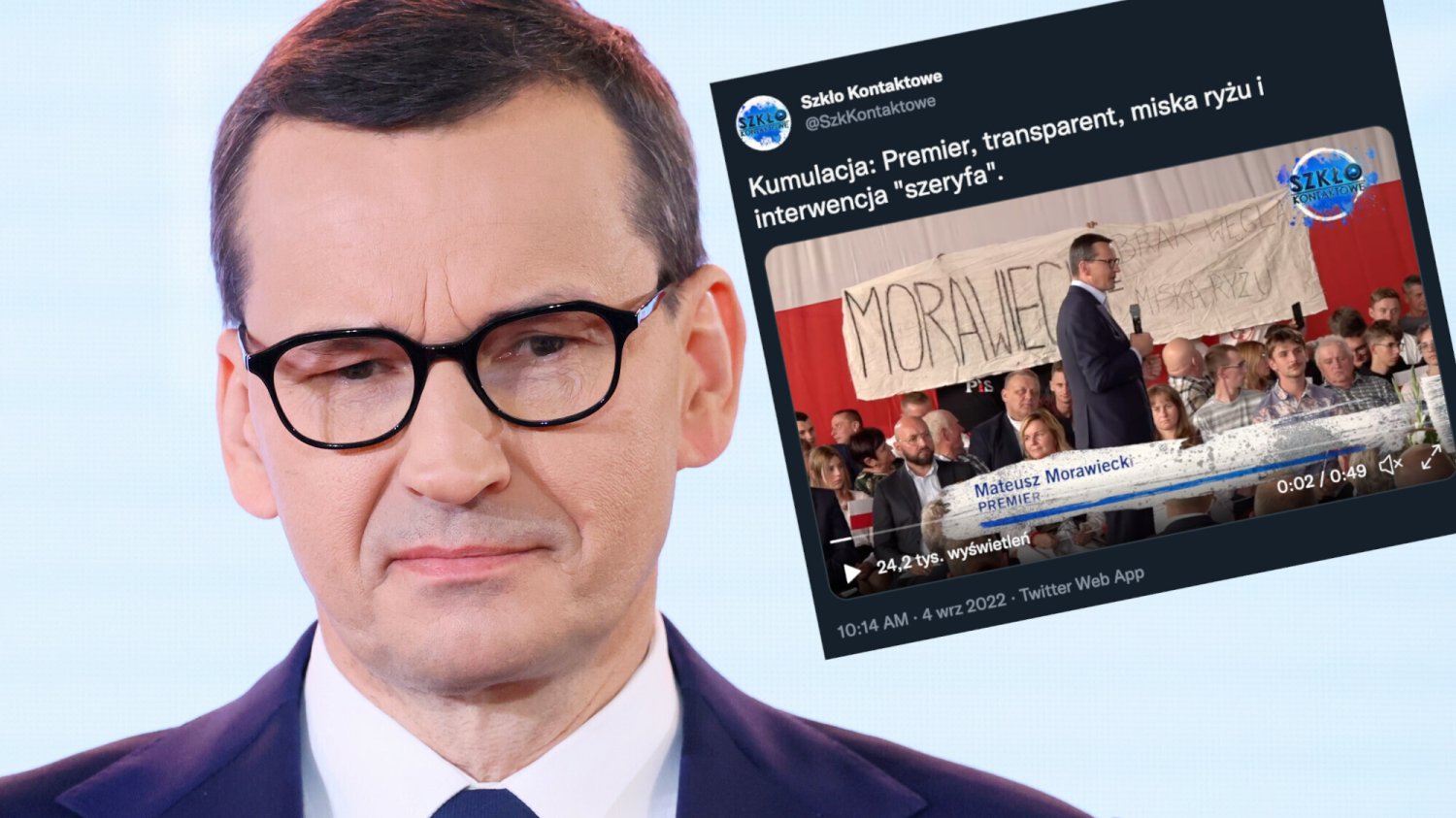 Morawiecki = brak węgla i miska ryżu. Taki transparent zawisł w Żalnie