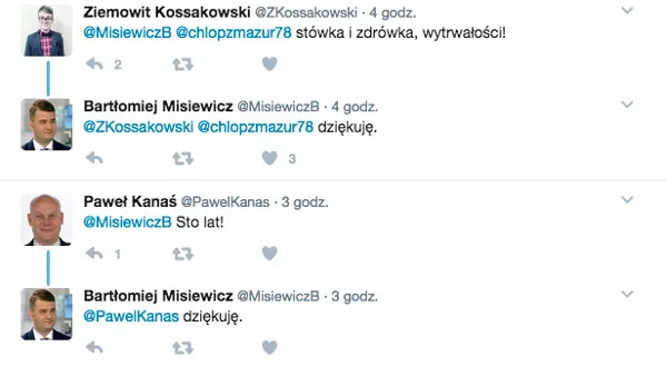 Bartłomiej Misiewicz od rana na Twitterze otrzymuje życzenia urodzinowe.