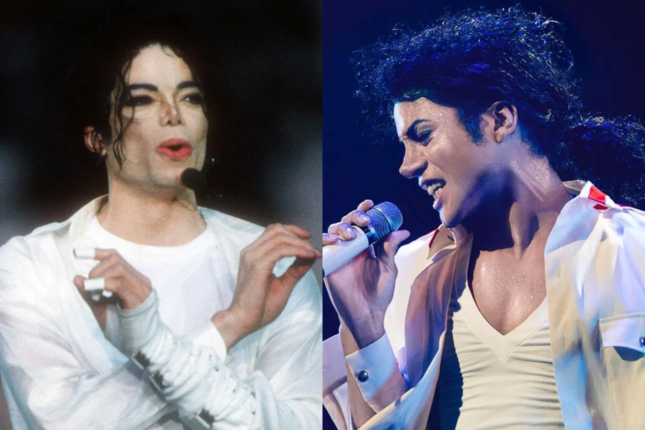 Jaafar Jackson, bratanek Michaela Jacksona (zdjęcie z prawej) wygląda nie do poznania w filmie biograficznym "Michael". Jaafar Jackson, bratanek Michaela Jacksona (zdjęcie z prawej) wygląda nie do poznania w filmie biograficznym "Michael".