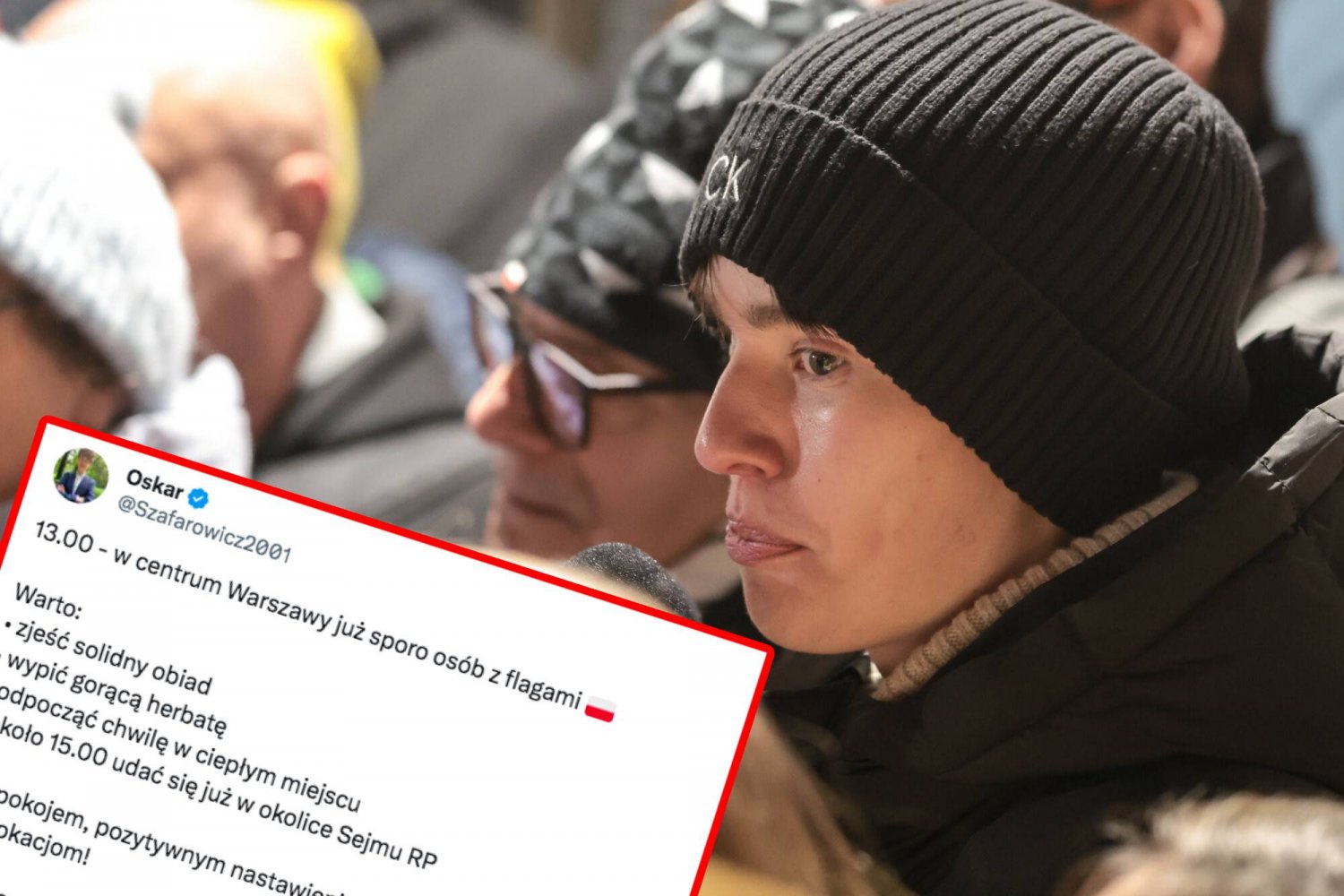 Młody sympatyk PiS potwierdził swoją obecność pod Sejmem.