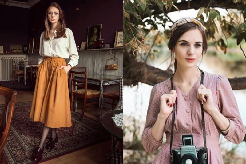 Karolina umiejętnie łączy rzeczy vintage ze współczesnymi ubraniami