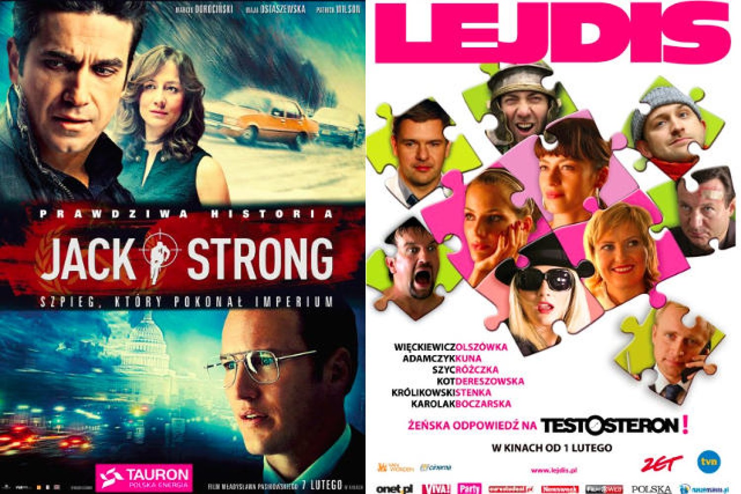 Plakaty do filmów "Jack Strong" i "Lejdis"