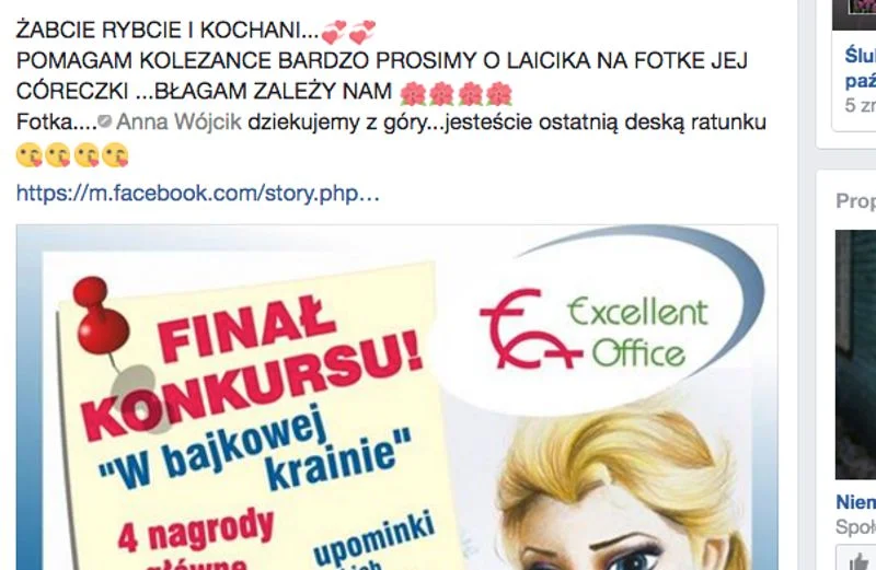 Uczestnicy konkursów na Facebooku bardzo często proszą o pomoc i gwarantują rewanż