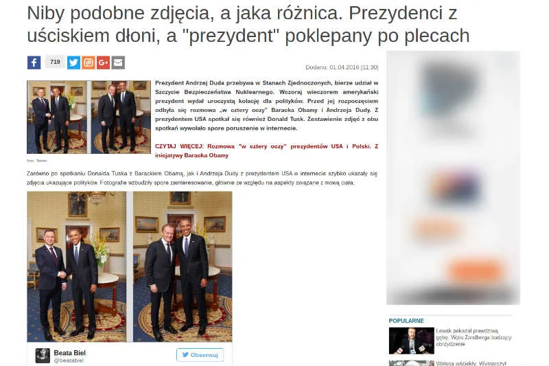 Niezależna.pl przeanalizowała mowę ciała Baracka Obamy i Andrzeja Dudy.
