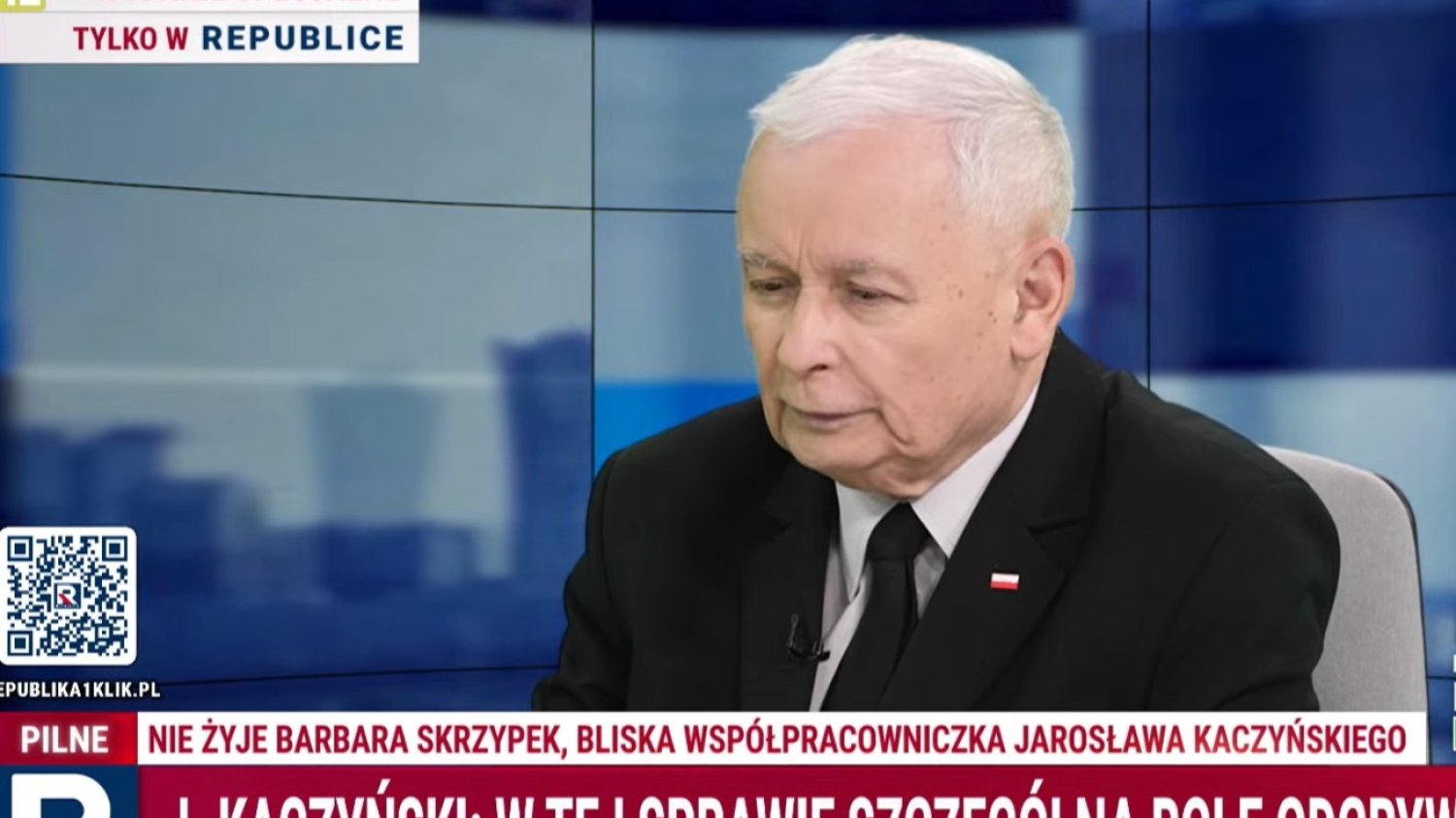 Kaczyński nagle pojawił się na antenie Republiki. Tak skomentował śmierć współpracowniczki.