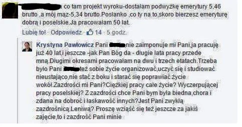 Krystyna Pawłowicz twierdzi, że biedny emeryt sam jest sobie winny.