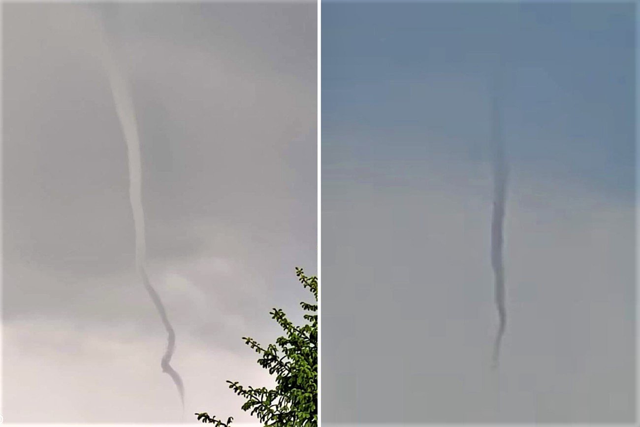 Na niebie w okolicach Płońska pojawił się bardzo dobrze ukształtowany lej kondensacyjny, czyli zalążek tornado