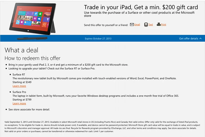 Promocja na stronie Microsoftu