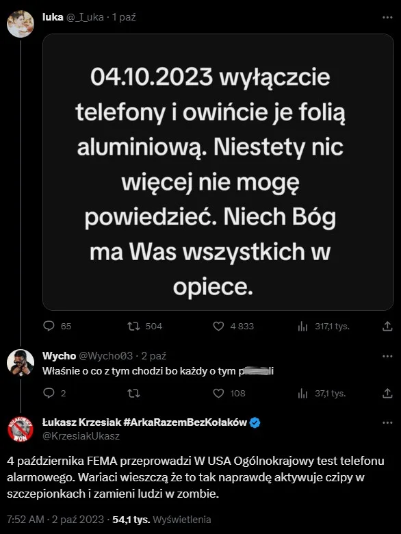 4 października 2023 telefony folia o co chodzi koniec świata fema test wirus 4 października 2023 telefony folia o co chodzi koniec świata fema test wirus