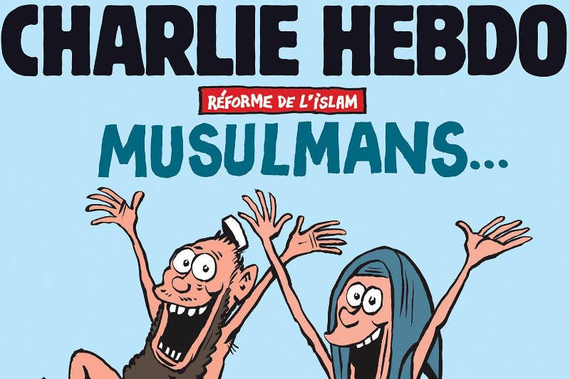 Fragment okładki ostatniego numeru francuskiego pisma "Charlie Hebdo".