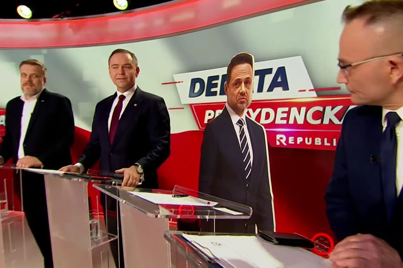 W Republice tak zapewnili sobie "obecność" głównego kandydata. Nawet Braun się oburzył Rafał Trzaskowski na debacie w Republice był obecny w taki sposób. Parodia