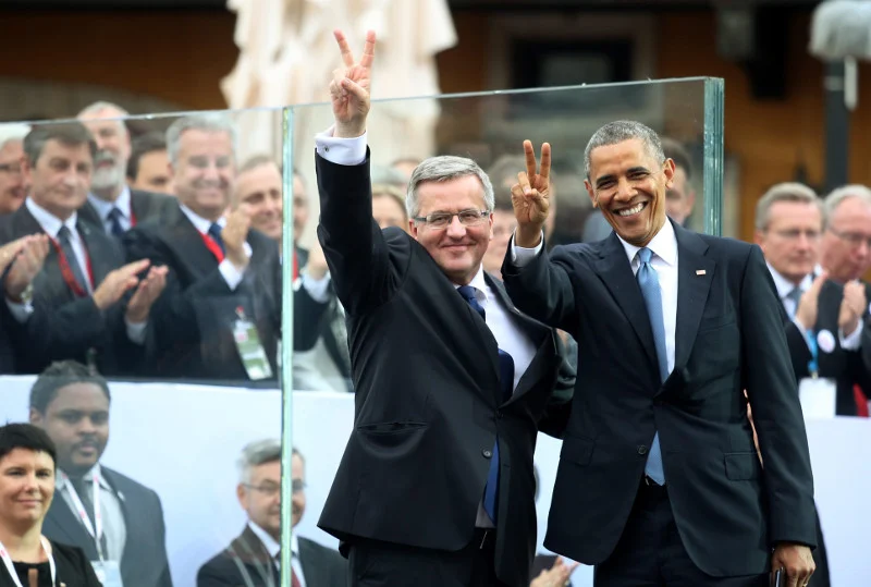 04.06.2014, Plac Zamkowy w Warszawie. Obchody Święta Wolności 4 Czerwca, prezydent RP Bronisław Komorowski i prezydent USA Barack Obama