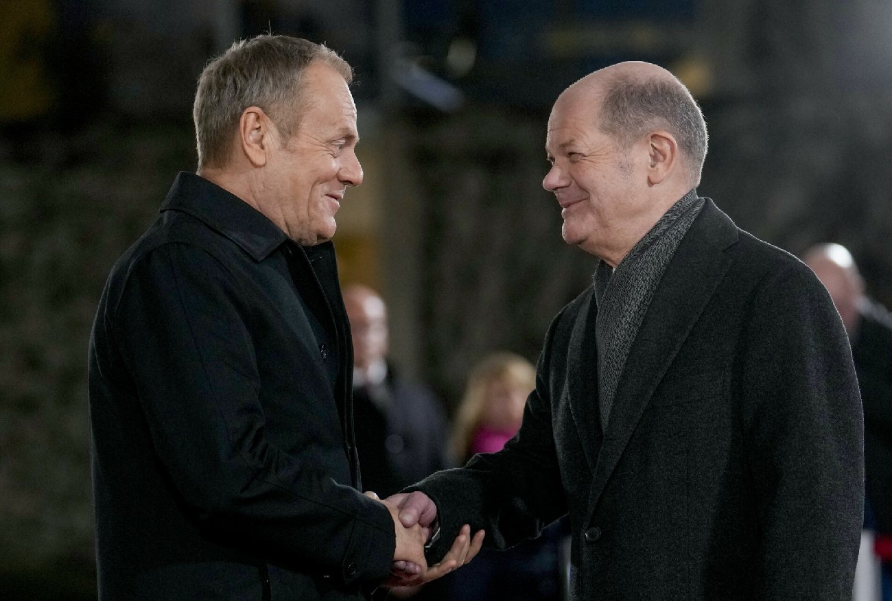 Donald Tusk i Olaf Scholz w Berlinie. Tak mówią o ryzyku agresji ze strony Rosji.