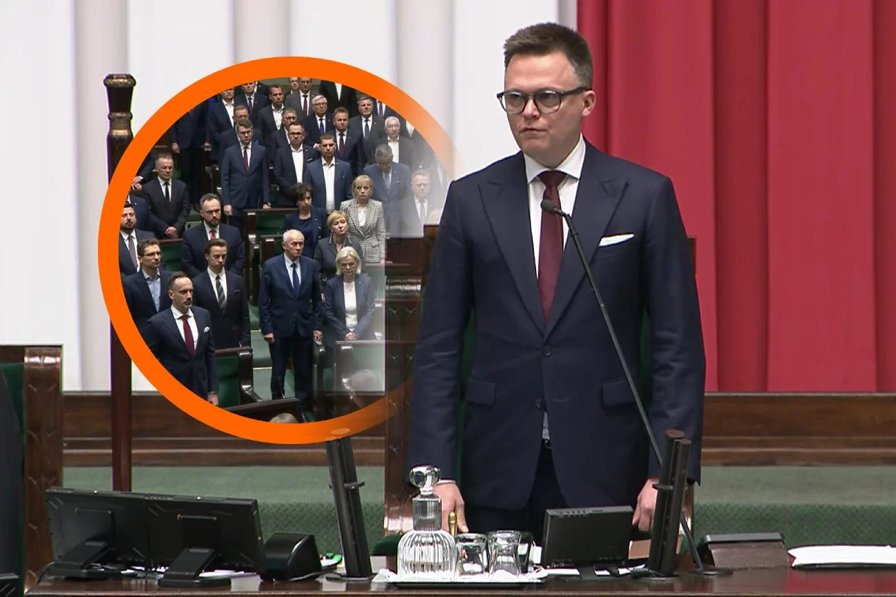 Sejm. Awantura w minutę ciszy. Poszło o katastrofę smoleńską i Kaczyńskich Marszałek Sejmu Szymon Hołownia i posłowie PiS