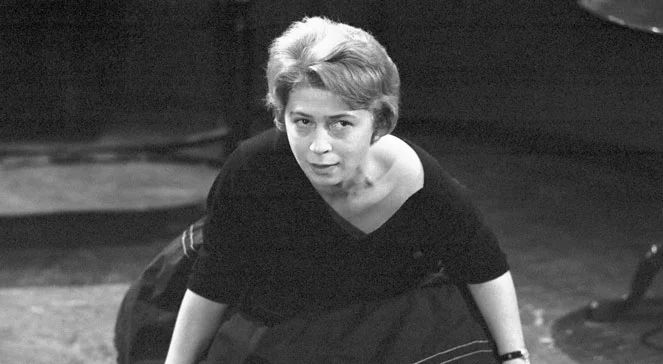 Warszawa 24.10.1960. Teatr Telewizji. Halina Mikołajska w sztuce Finn Methling "Droga do zielonych cieni".