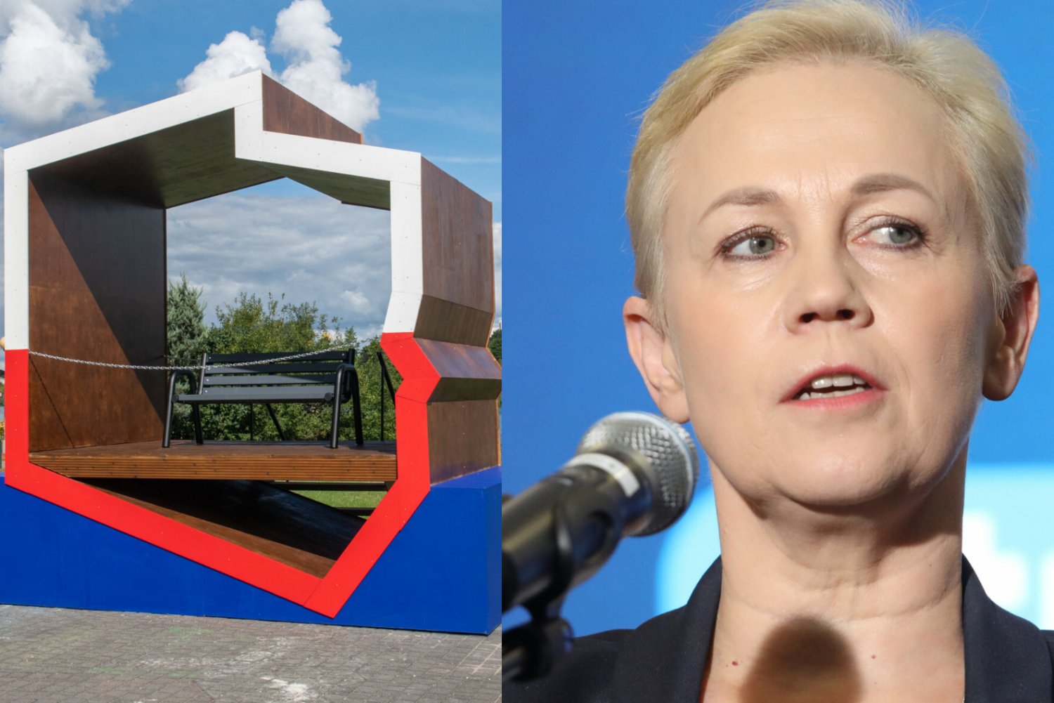 Szefowa BGK tłumaczy, że to nie są ławki, ale rodzaj instalacji.