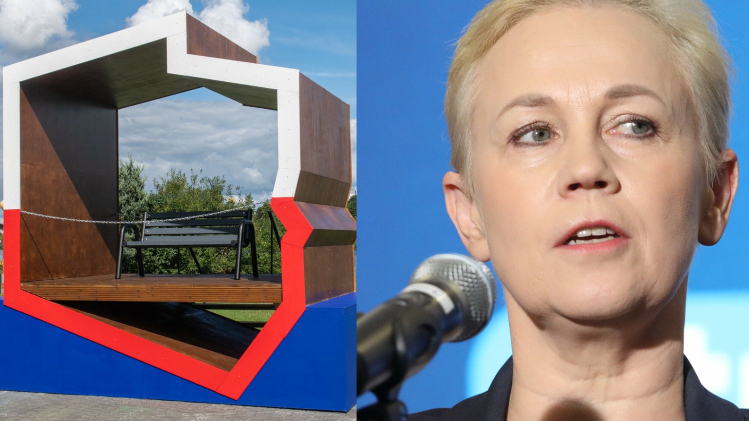 Szefowa BGK tłumaczy, że to nie są ławki, ale rodzaj instalacji.