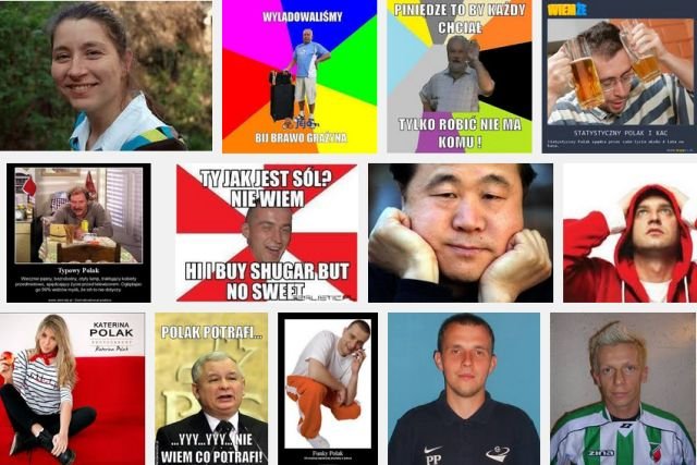 Zestaw zdjęć w Google po wpisaniu słowa "Polak".