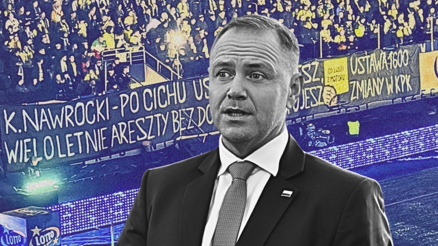 Kibice biją w Nawrockiego. Na transparencie wymowne "Nie jesteś jednym z nas"