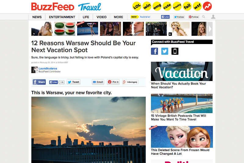 Popularny amerykański serwis poleca Warszawę jako miejsce na wakacje.