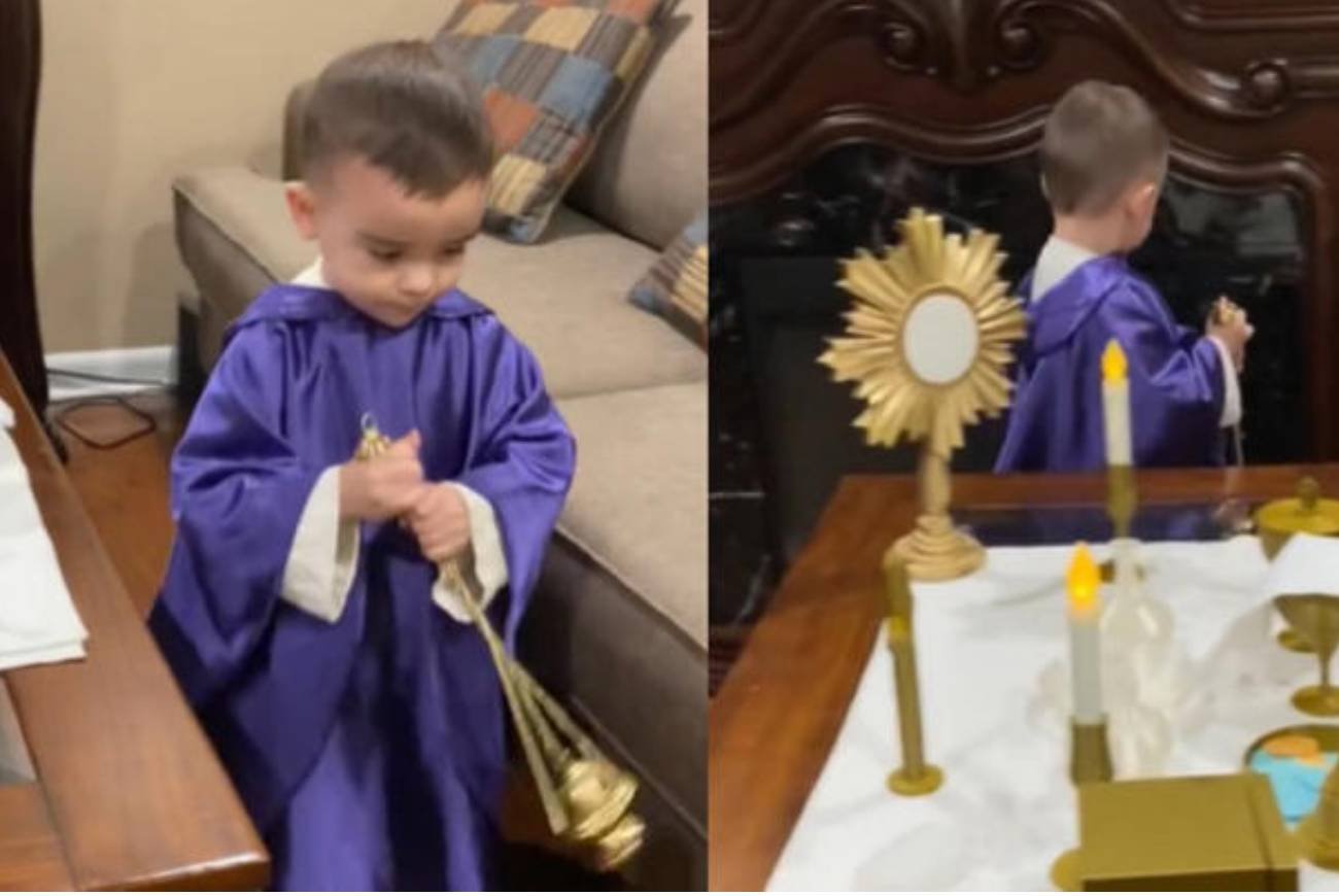 Chłopiec bawi się w księdza, a internauci się kłócą. "Nie można żartować"