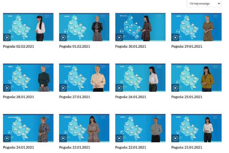 Serwis pogody z 31 stycznia został usunięty z oficjalnej strony TVP3 Poznań