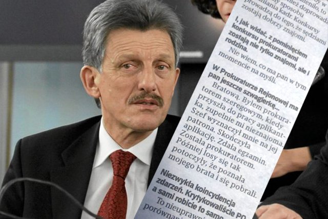 Stanisław Piotrowicz opowiada wzruszającą historię swojej bratowej, zatrudnionej w Prokuraturze Rejonowej.