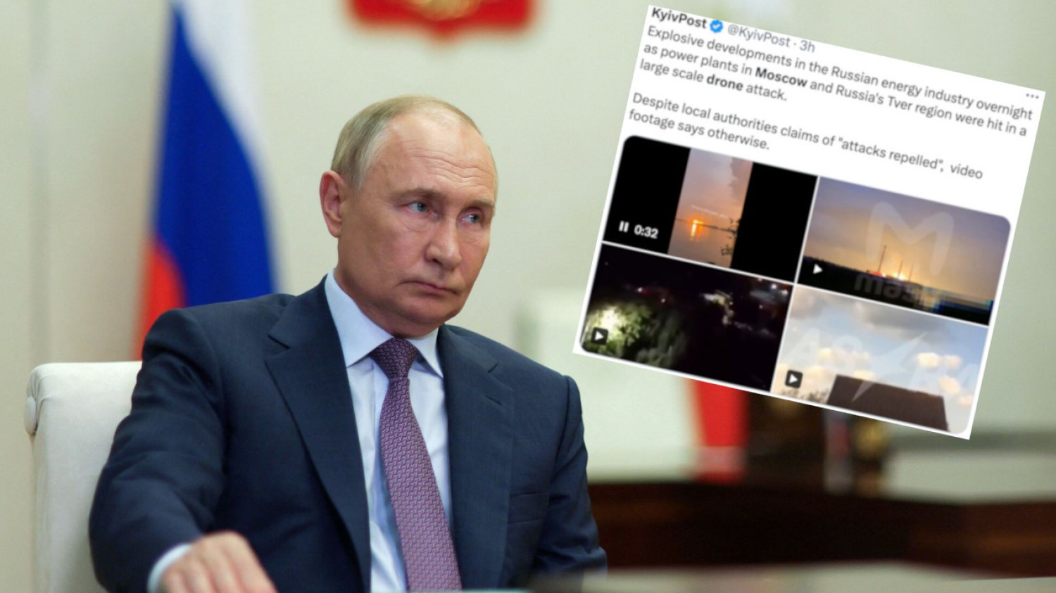Rosyjskie ministerstwo obrony informuje o zestrzeleniu 171 dronów. Internet zalały nagrania.