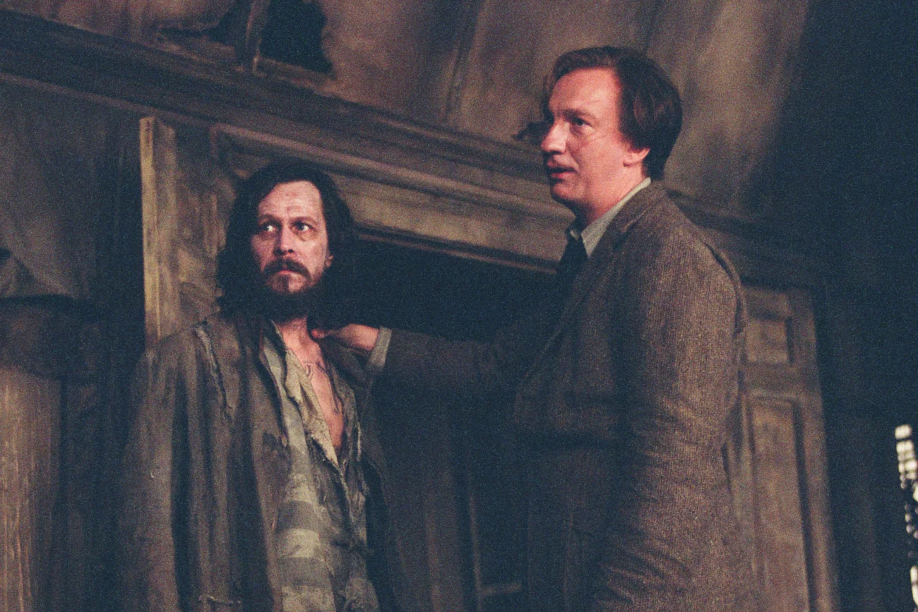 Gary Oldman jako Syriusz Black i David Thewlis jako Remus Lupin w filmie "Harry Potter i Więzień Azkabanu".